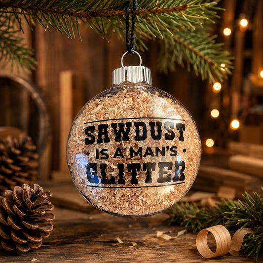 Sawdust Is a Man’s Glitter Ornament • Woodworker Ornament • Funny Carpenter Gift • Rustic Christmas Ornament • Gift for Him • Shop Class Decor
